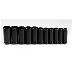 Proto J74112, Proto - 1/2" Drive 11 Piece Deep Impact Socket Set - 6 Point