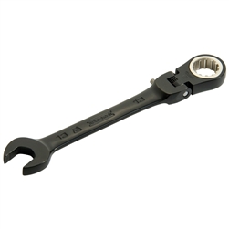 Proto JSCVM19F, Proto - Black Chrome Combination Locking Flex-Head Ratcheting Wrench 19 mm - Spline